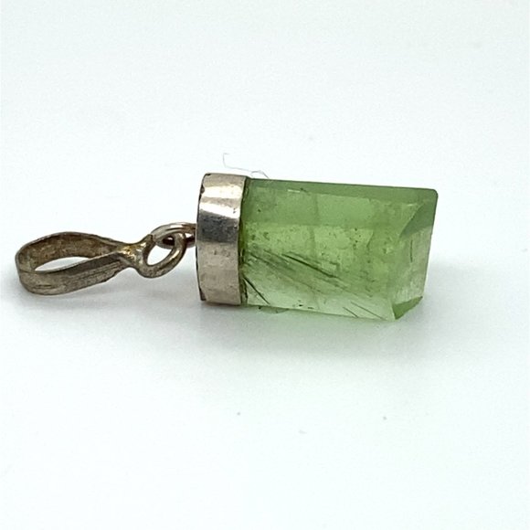 Peridot Crystal 12.05ct Solid 925 Sterling Silver Pendant - Picture 6 of 6